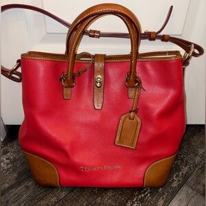 Dooney & Bourke Red and Brown Leather Tote